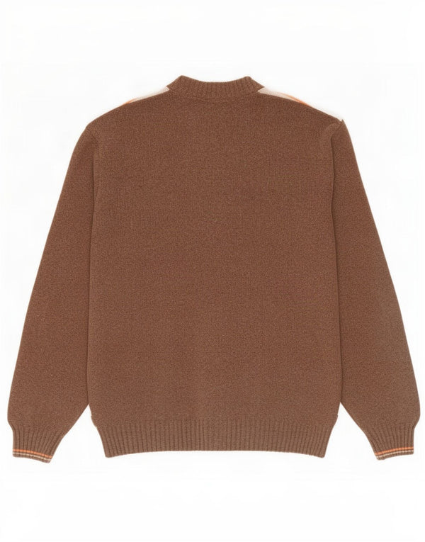 Il Granchio Mens Cardigan Sweater Large Brown Striped Cotton