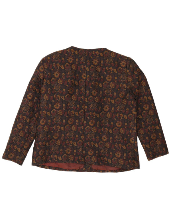 vintage Femme 5 Bouton Blazer Veste UK 16 Grand Brun Floral