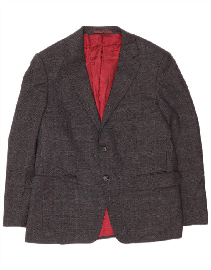 Marks & Spencer Veste blazer à 2 boutons pour homme UK 40 en laine à carreaux gris