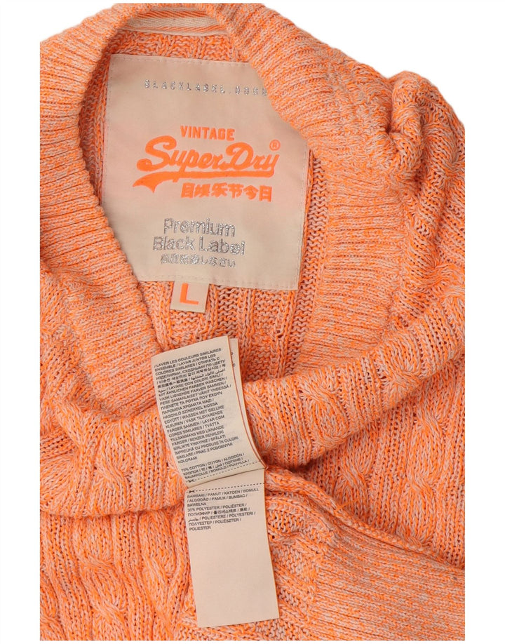 Superdry Pull ras du cou pour femme UK 14 Grand coton moucheté orange