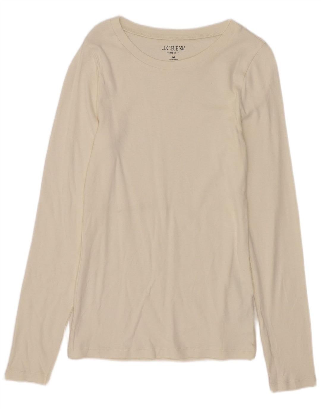 J. Crew Haut à manches longues pour femme Perfect Fit UK 12 Coton blanc moyen