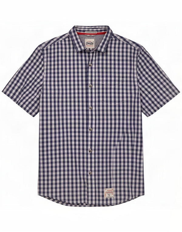 Superdry Chemise à manches courtes pour homme XL en coton vichy bleu marine
