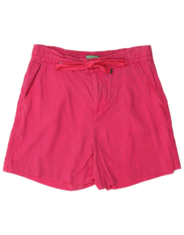 Benetton Short décontracté taille haute pour femme Medium W30 Rose Lyocell