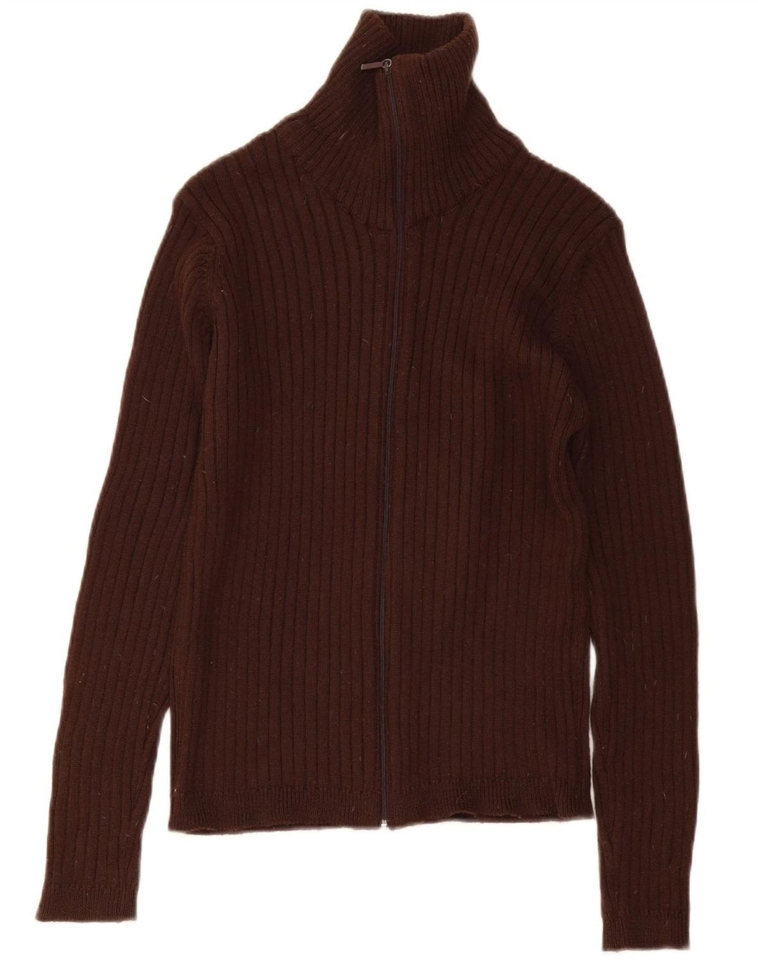 Zara Femme Cardigan Pull UK 14 Laine Marron Moyen