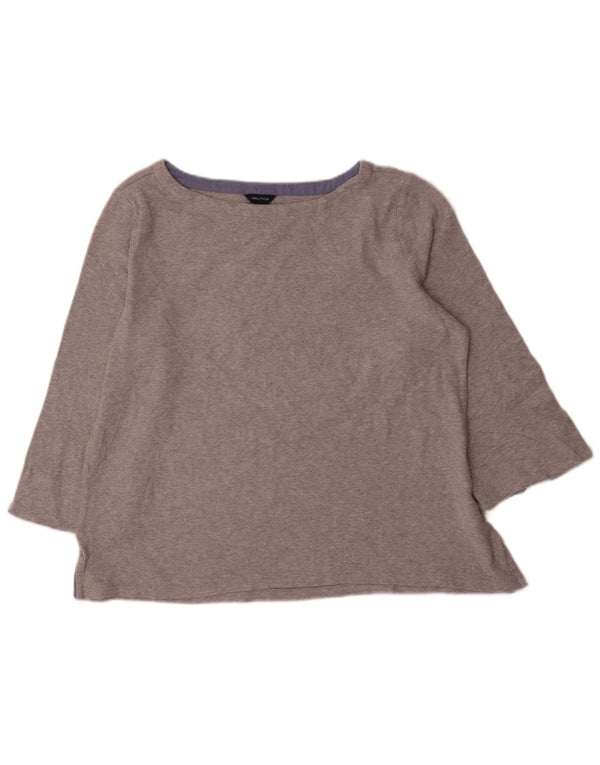 Nautica Haut Femme Manches 3/4 UK 18 XL Gris Coton