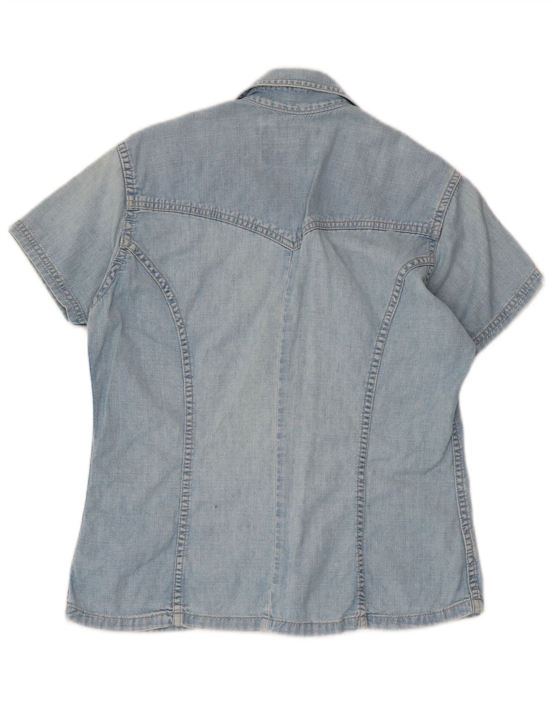 WRANGLER Chemise en jean à manches courtes pour femme UK 10 Petit coton bleu