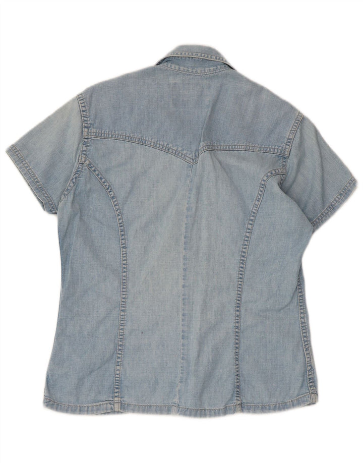 WRANGLER Chemise en jean à manches courtes pour femme UK 10 Petit coton bleu