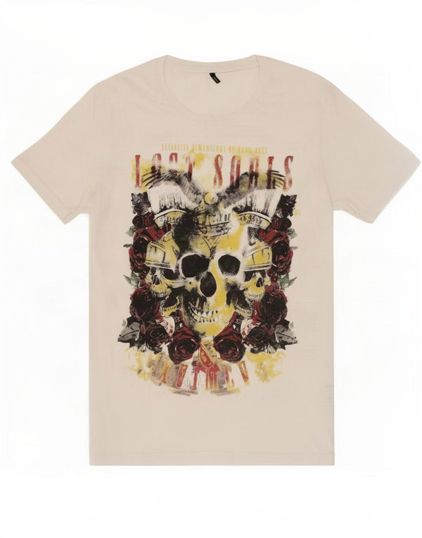 Benetton T-Shirt Graphique Haut Large Blanc Coton Homme