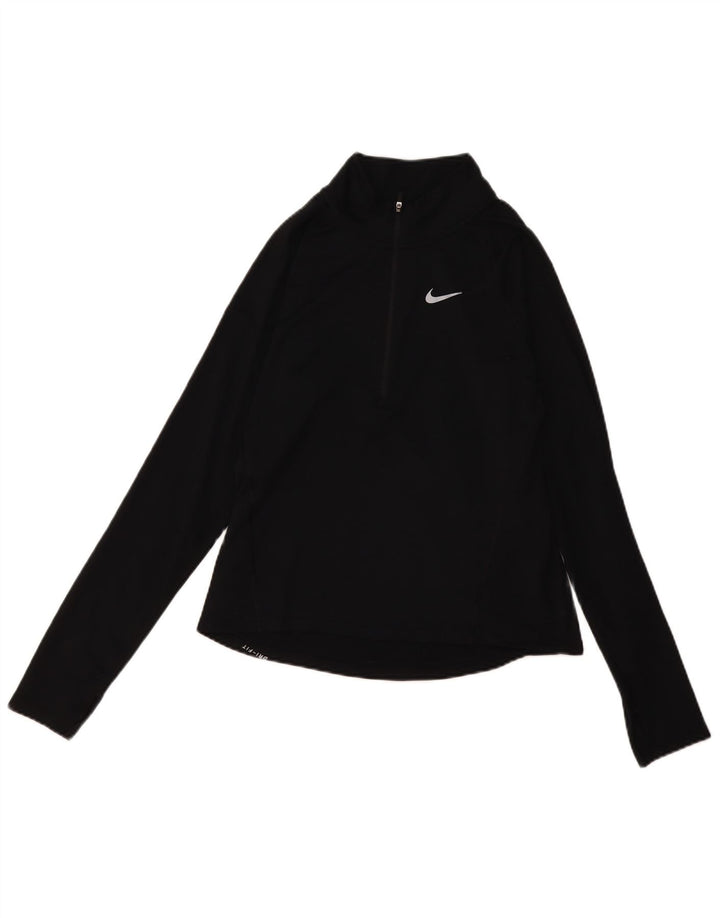 Nike Haut de survêtement Dri Fit à col zippé pour femme UK 10 Petit Noir