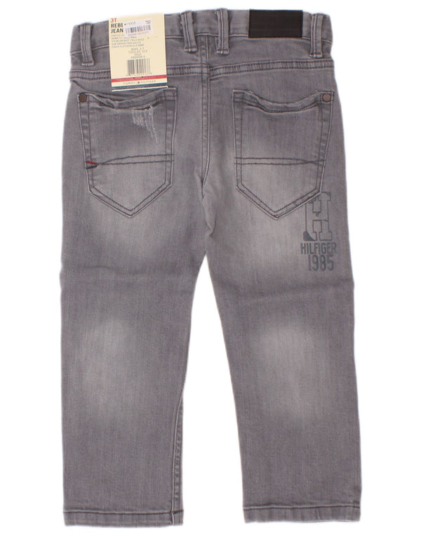 Tommy Hilfiger Jean droit vieilli pour garçon 2-3 ans W22 L15 Gris Coton