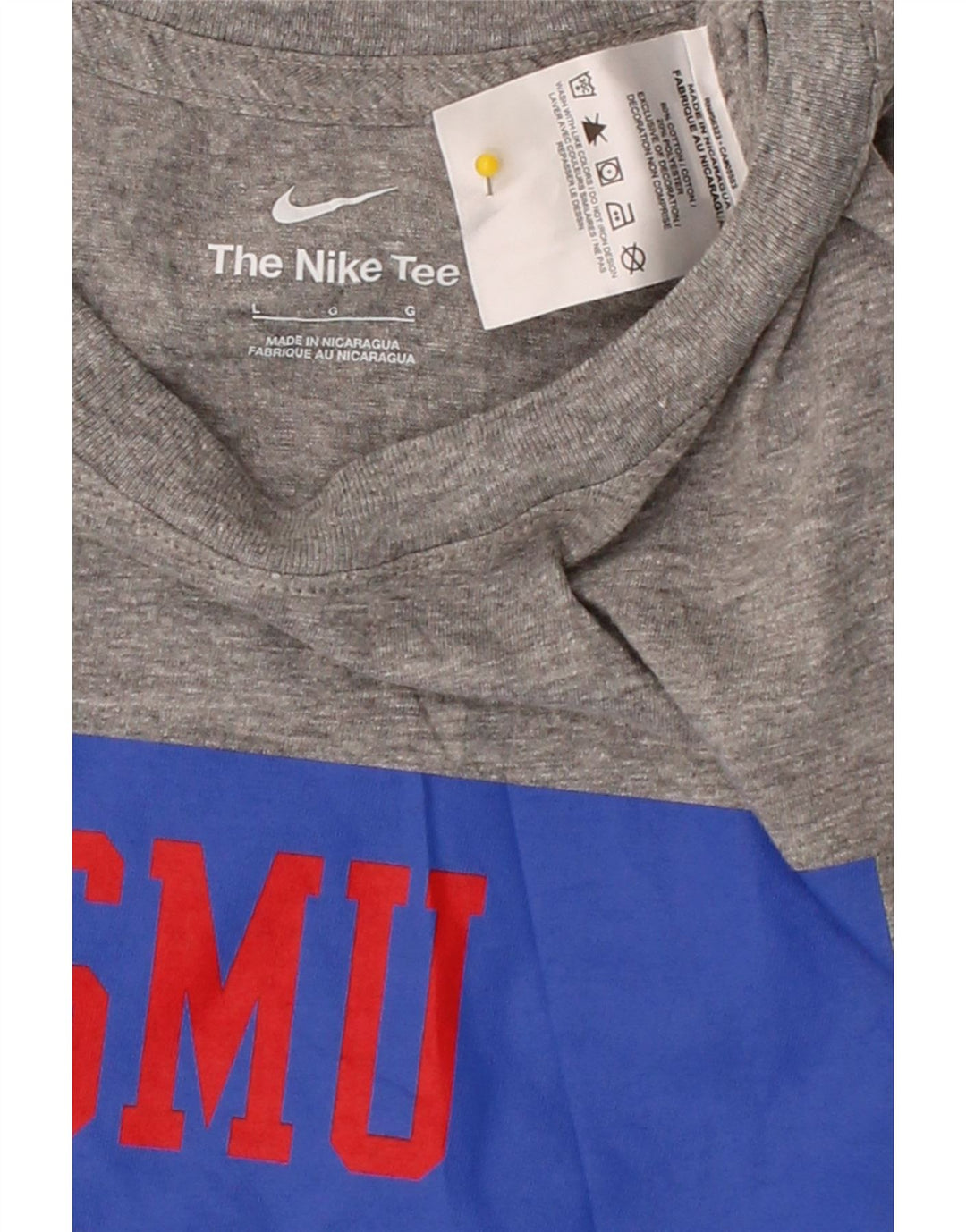 NIKE Mens SMU Mustangs Graphic T-Shirt Top Large Grey Cotton Vintage Nike and Second-Hand Nike from Messina Hembry 