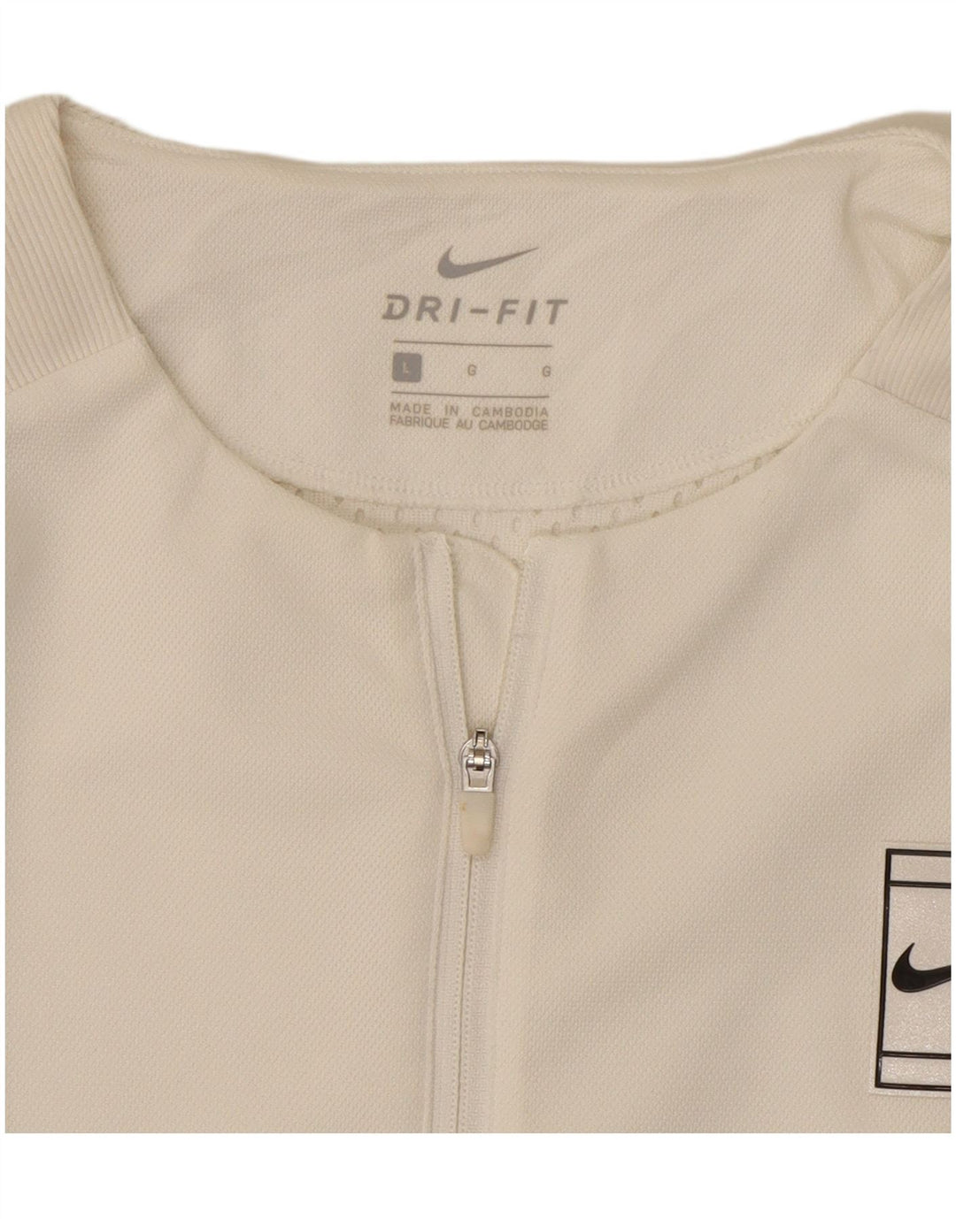 Nike Femme Dri Fit Crop Survêtement Top Veste UK 16 Grand Blanc Polyester