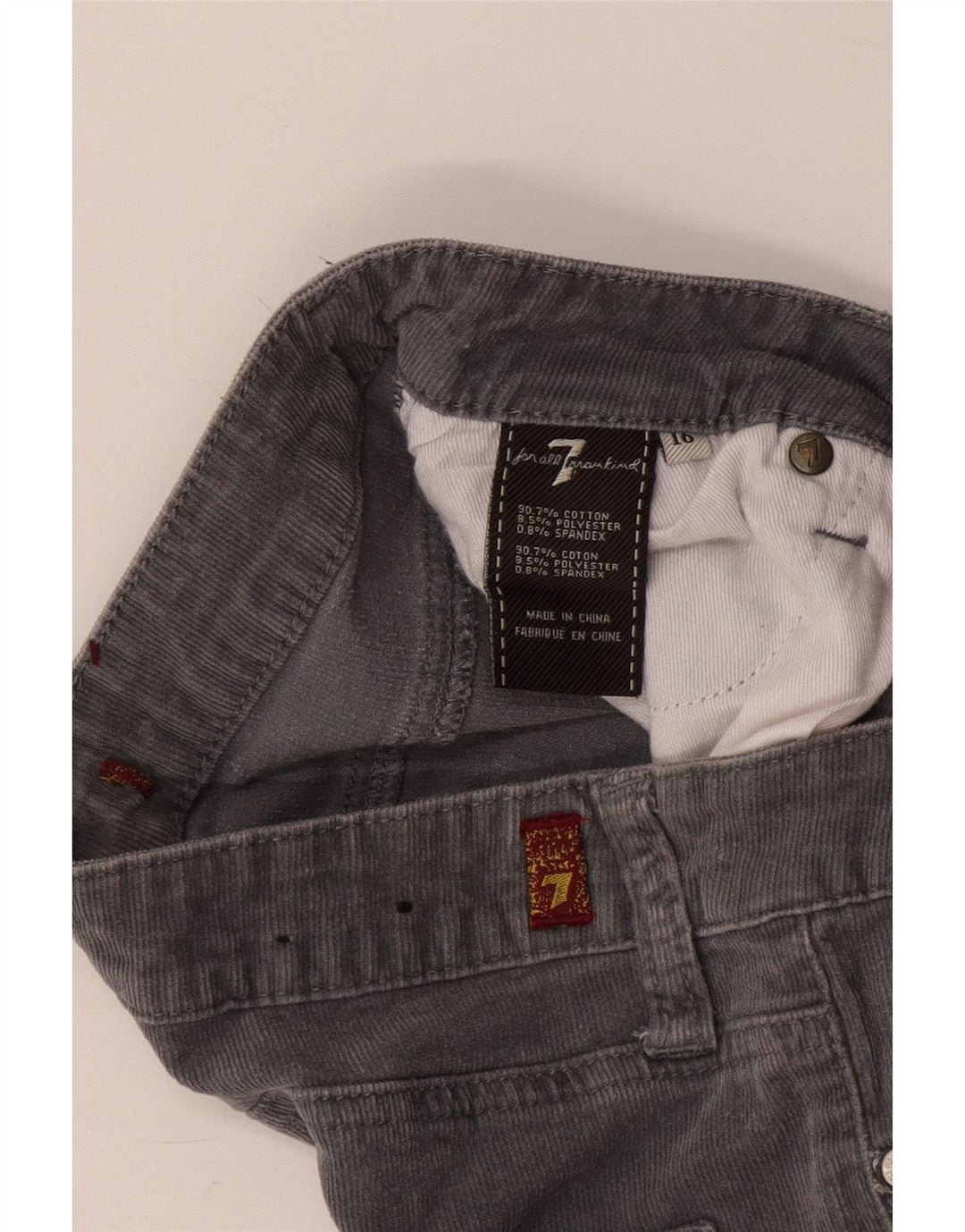 7 FOR ALL MANKIND Pantalon droit en velours côtelé pour garçon 15-16 ans W32 L29 Gris