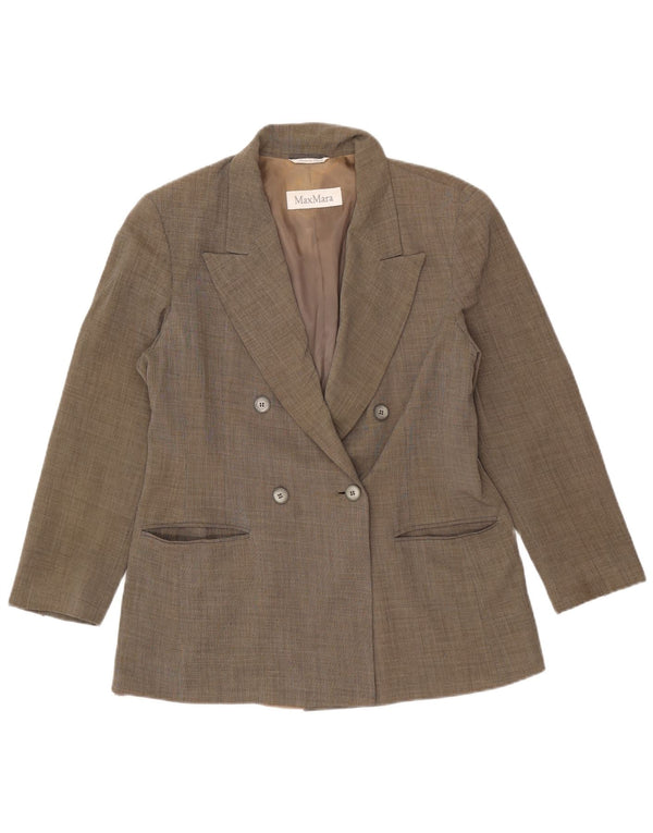 Max Mara Veste blazer croisée pour femme UK 16 Grande laine vierge kaki
