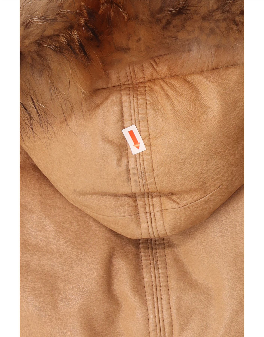 PEUTEREY Veste en cuir rembourrée à capuche pour femme UK 10 Petit cuir marron