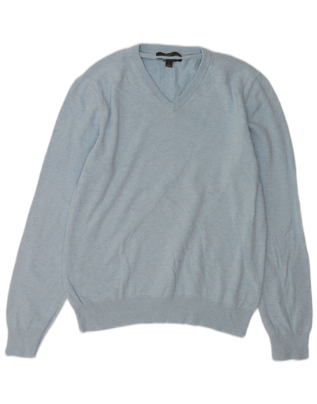 Marks & Spencer Pull Col V Homme Bleu Moyen Coton