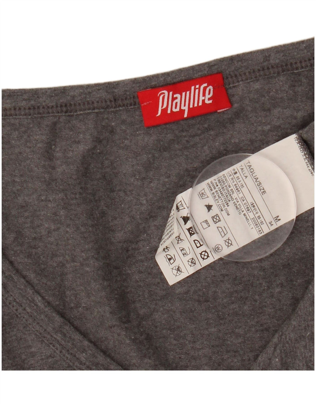 PLAYLIFE Haut Femme Manches Longues UK 12 Gris Moyen Coton