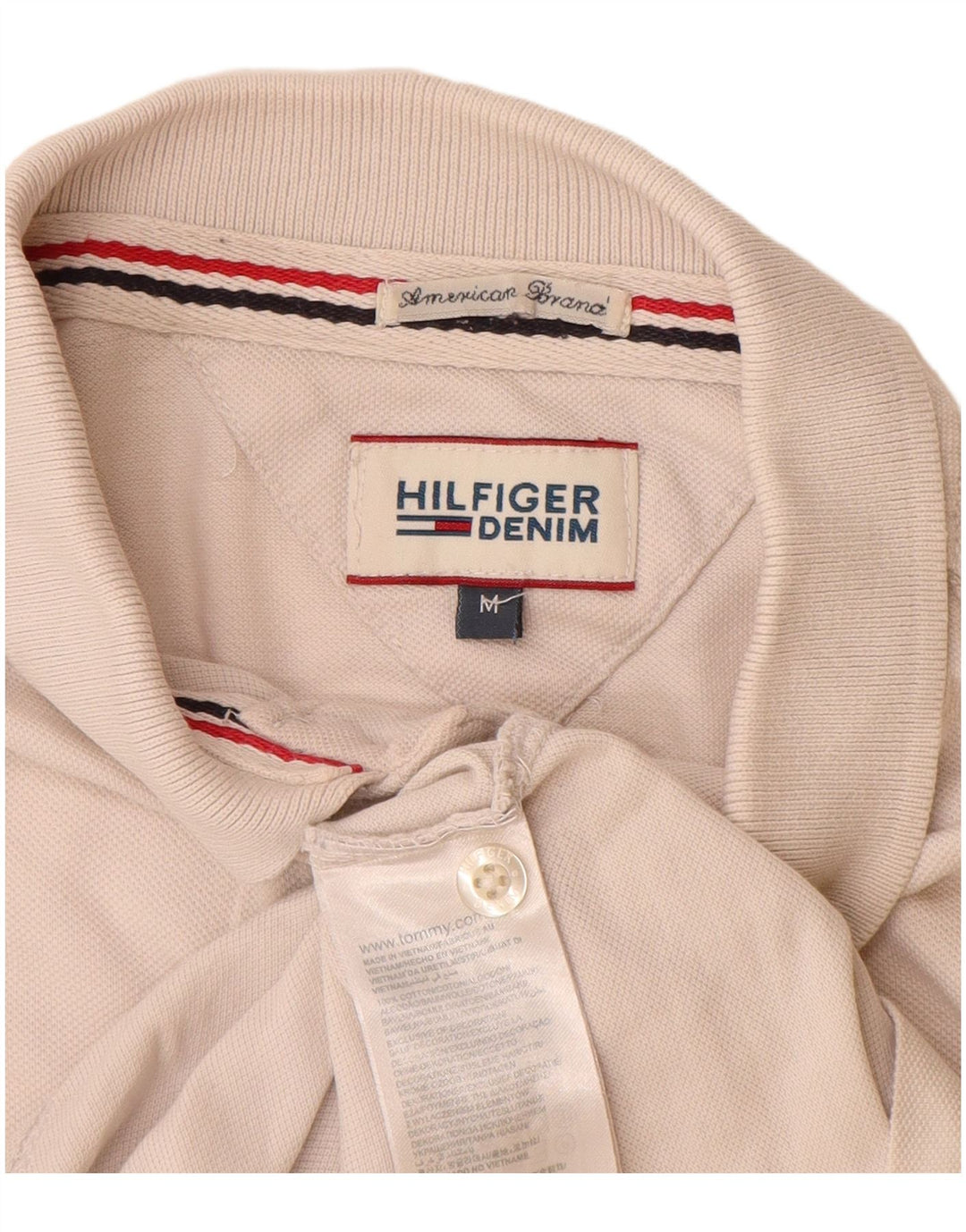 TOMMY HILFIGER Polo Homme Blanc Cassé Moyen Coton