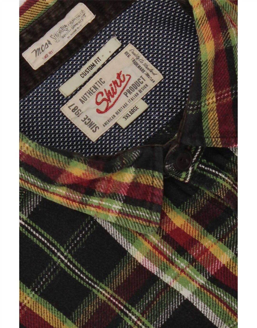 Marlboro Classics Chemise en flanelle à carreaux pour hommes, coupe personnalisée, 3XL, carreaux noirs