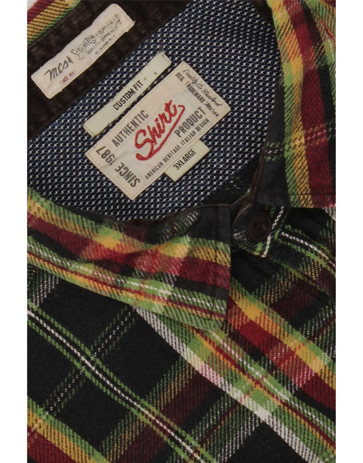 Marlboro Classics Chemise en flanelle à carreaux pour hommes, coupe personnalisée, 3XL, carreaux noirs