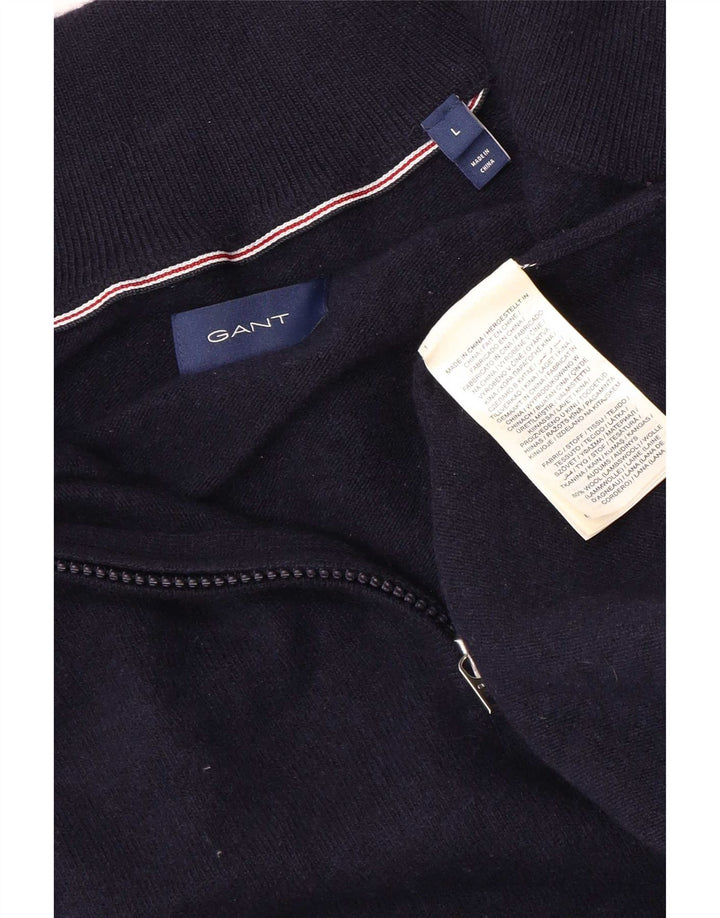Gant Homme Pull Col Zippé Large Bleu Marine Laine