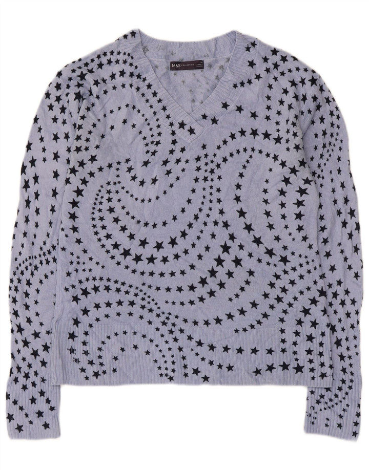 Marks & Spencer Pull à col en V pour femme Motif abstrait UK 10 Small B
