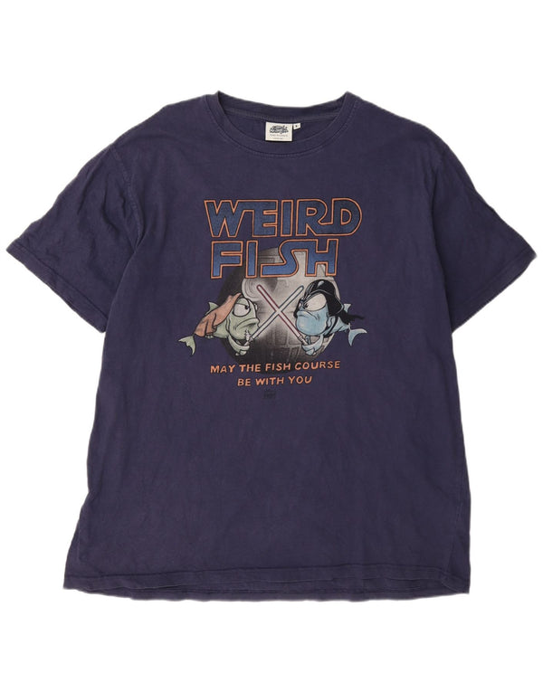 Weird Fish T-Shirt Graphique Homme Grand Bleu Marine Coton
