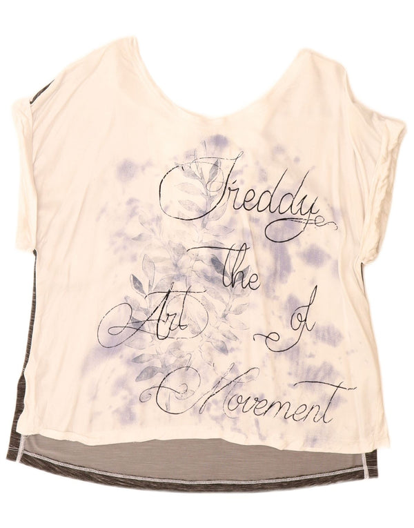 Freddy T-shirt graphique surdimensionné pour femme UK 10 Small Blanc Colourblock