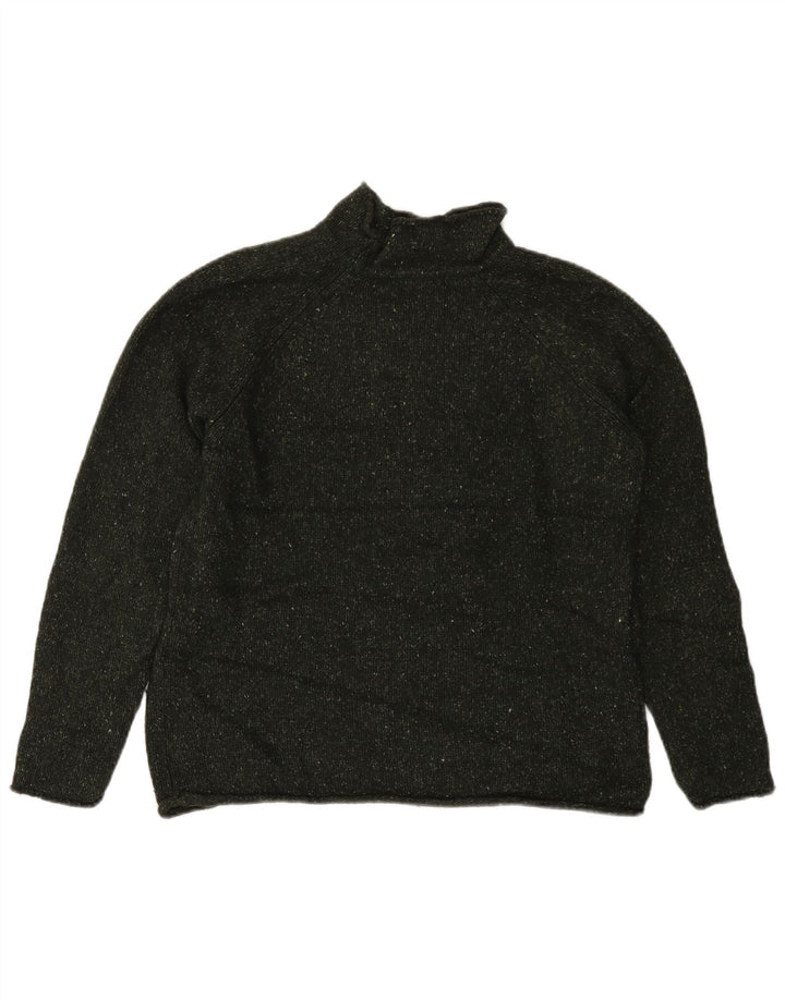 EDDIE BAUER Pull col roulé pour femme UK 14 Kaki moyen moucheté