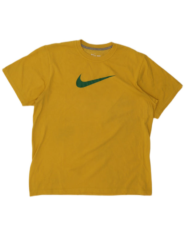 Nike T-shirt graphique Dri Fit pour homme UK 42/44 Large Jaune