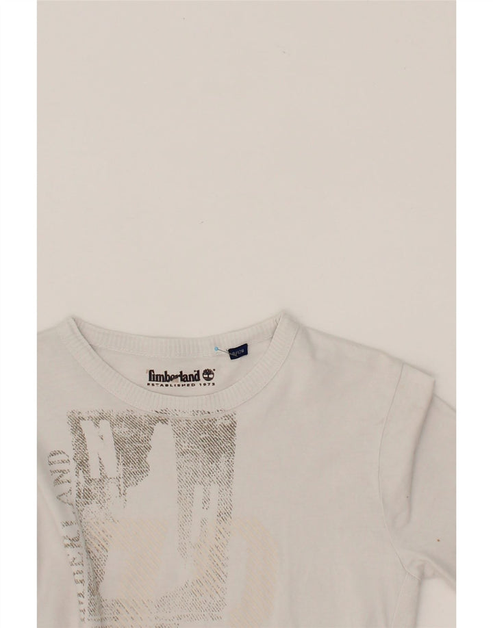 TIMBERLAND Boys Graphic Top Long Sleeve 7-8 Years White Cotton Vintage Timberland and Second-Hand Timberland from Messina Hembry 