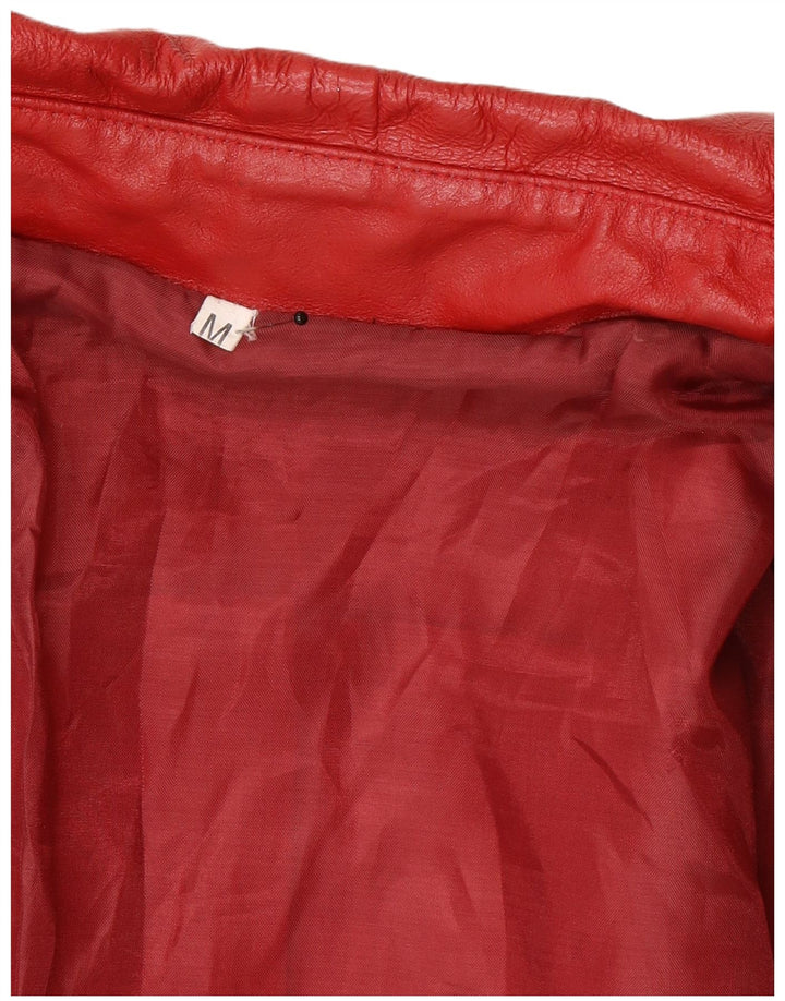 Veste en cuir femme vintage UK 14 Cuir rouge moyen