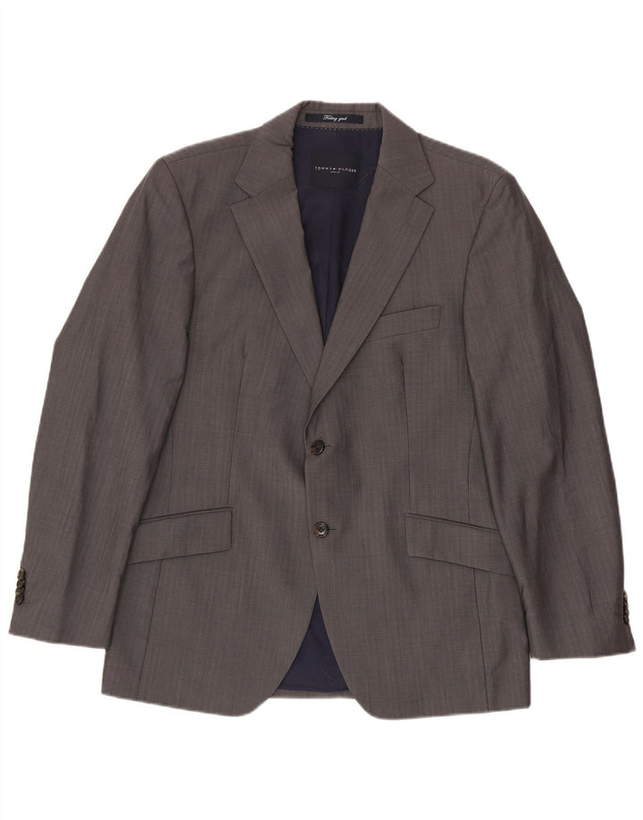 TOMMY HILFIGER Veste blazer sur mesure à 2 boutons pour homme UK 38 Gris moyen
