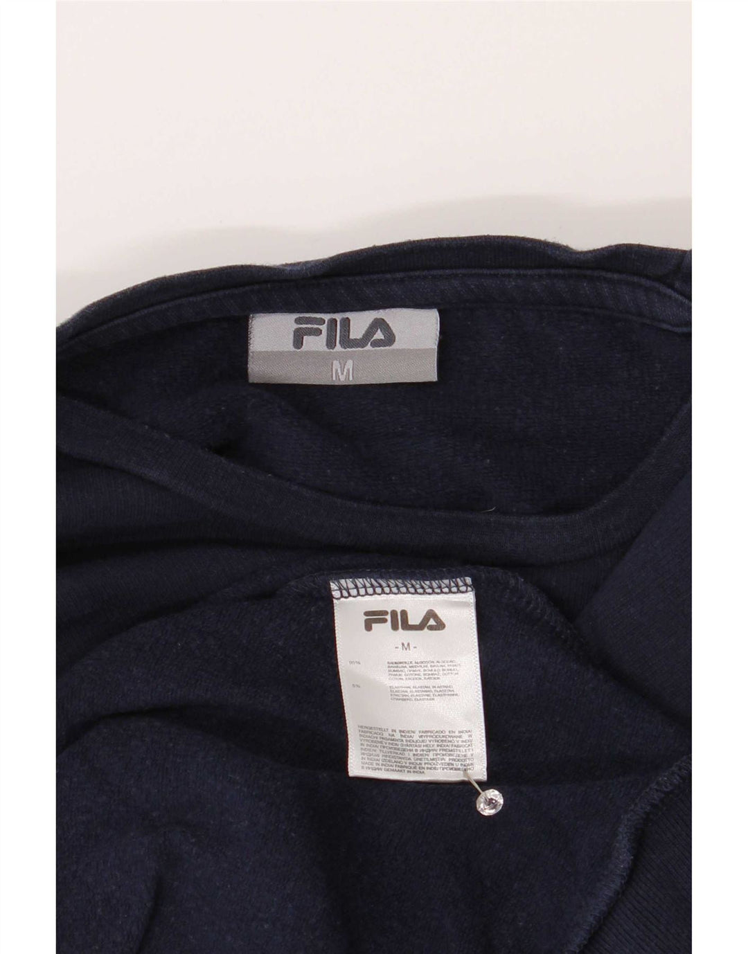 Fila Femme Sweatshirt Jumper UK 14 Moyen Bleu Marine Coton