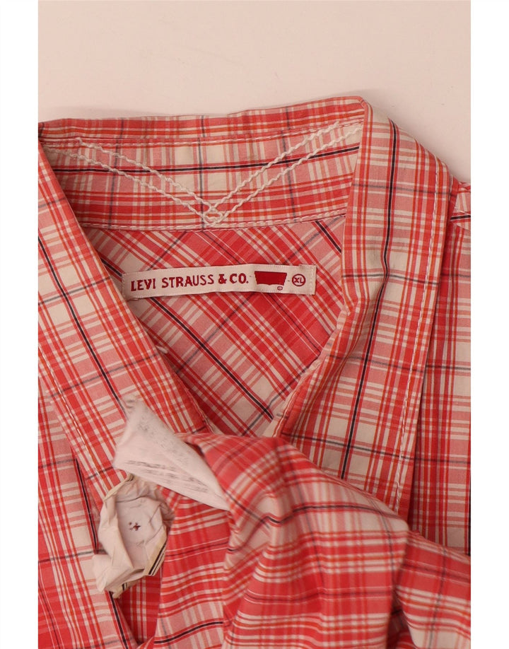 LEVI'S Chemise à Manches Courtes Homme XL Rouge Carreaux Coton