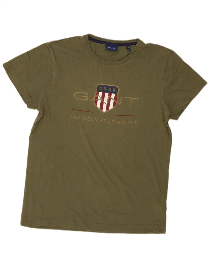 Gant T-Shirt Graphique Top Homme Kaki Moyen Coton