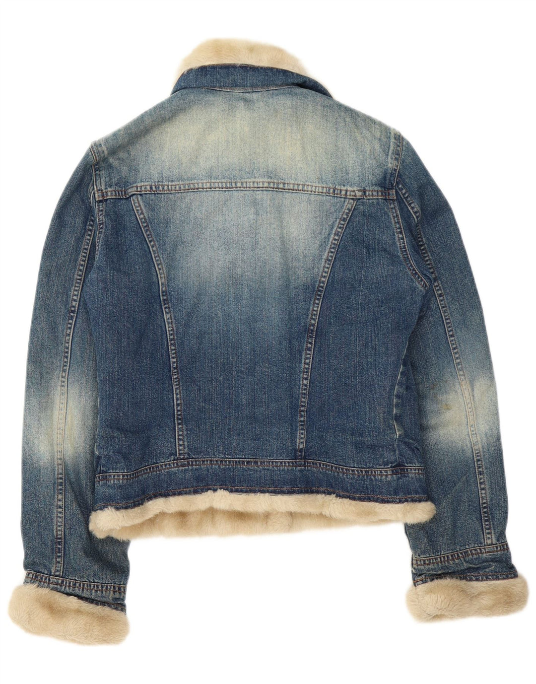 Liu Jo Veste en jean Sherpa pour femme UK 10 Petit Bleu Coton