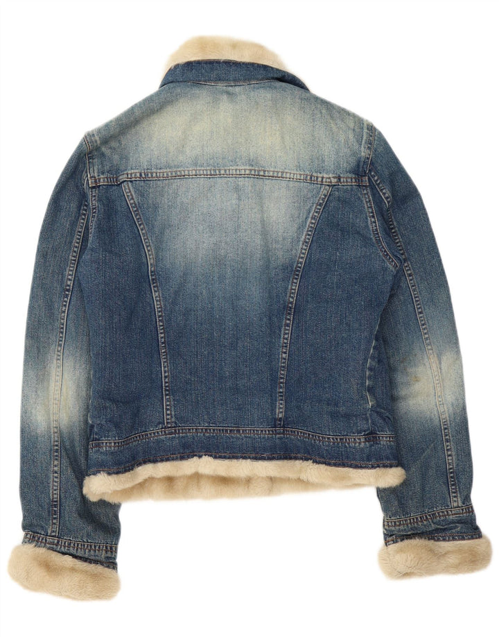 Liu Jo Veste en jean Sherpa pour femme UK 10 Petit Bleu Coton