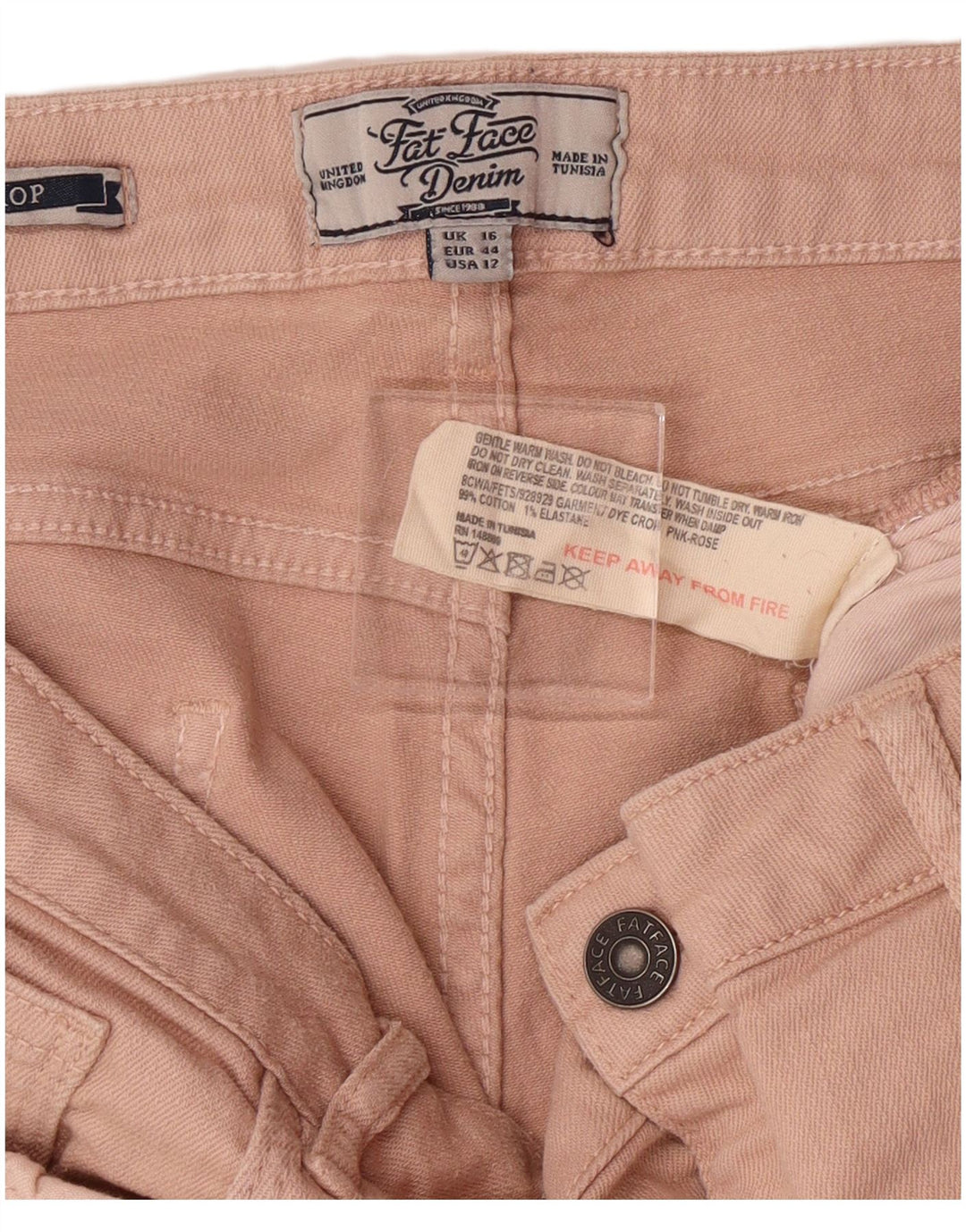 FAT FACE Jean court pour femme UK 16 Large W34 L23 Coton rose