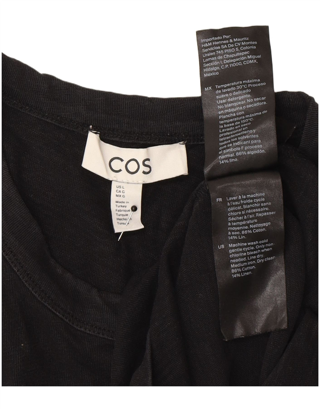 Cos T-Shirt Homme Haut Grand Coton Noir