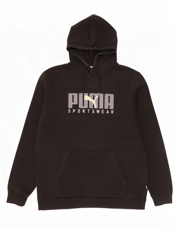 Puma Pull à capuche graphique pour homme en coton noir Taille L