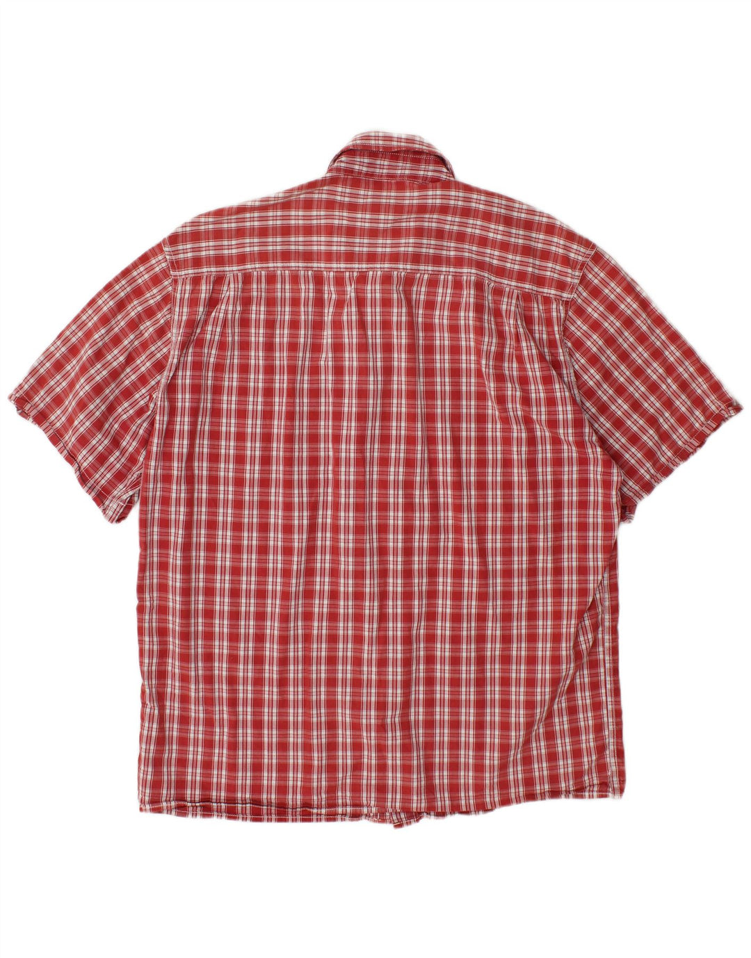 WRANGLER Chemise à manches courtes pour homme en coton à grands carreaux rouges