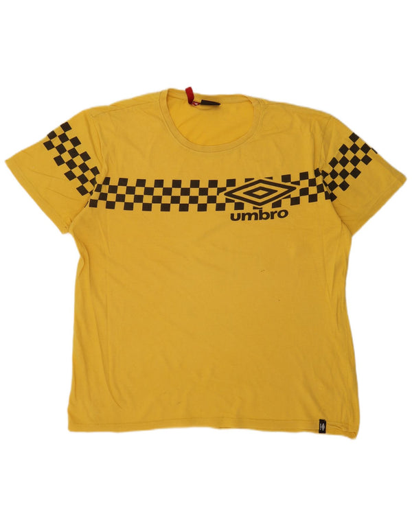 Umbro T-Shirt Graphique Top XL Homme Jaune Géométrique Coton