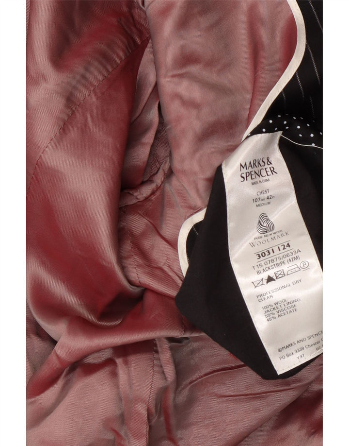 Marks & Spencer Veste blazer à 1 bouton pour homme UK 38 Medium Black Pinstripe