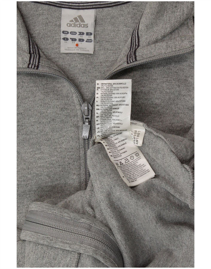 Adidas Femmes Crop Survêtement Top Veste UK 12 Gris Moyen Coton