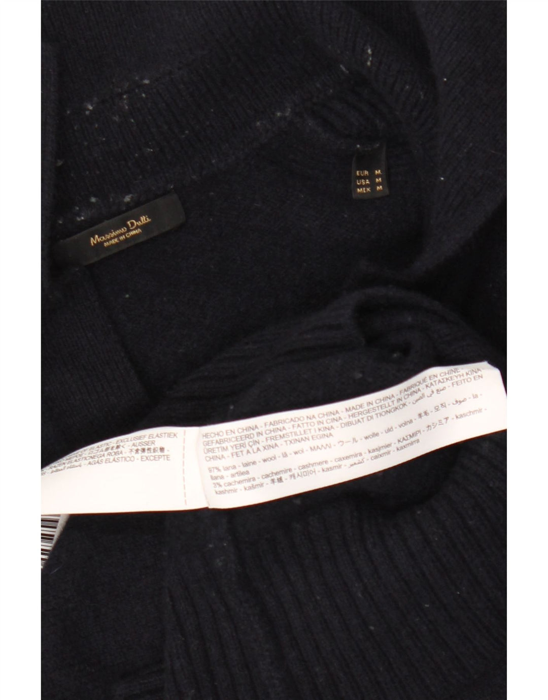 MASSIMO DUTTI Pull à col polo pour femme UK 14 Laine bleu marine moyen