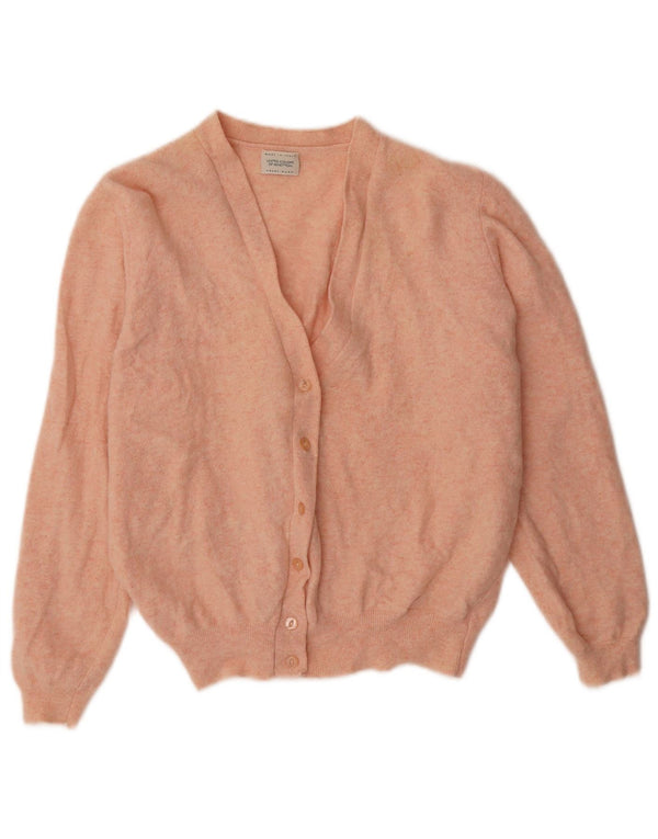Benetton Cardigan Femme Pull UK 14 Grande Laine Mouchetée Rose