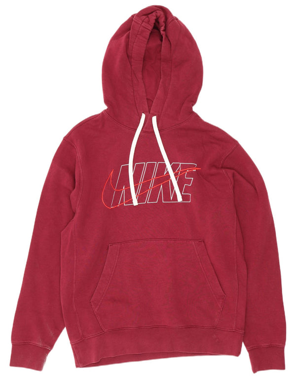 Nike Pull à capuche graphique coupe régulière pour homme en coton bordeaux Taille S
