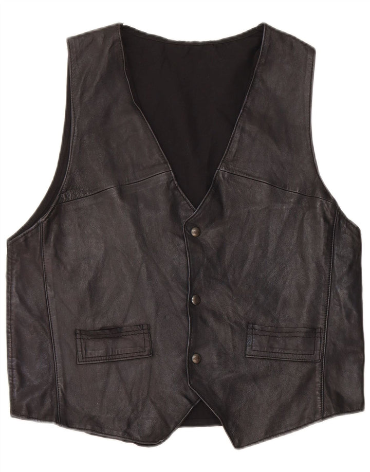 gilet en cuir homme vintage noir moyen