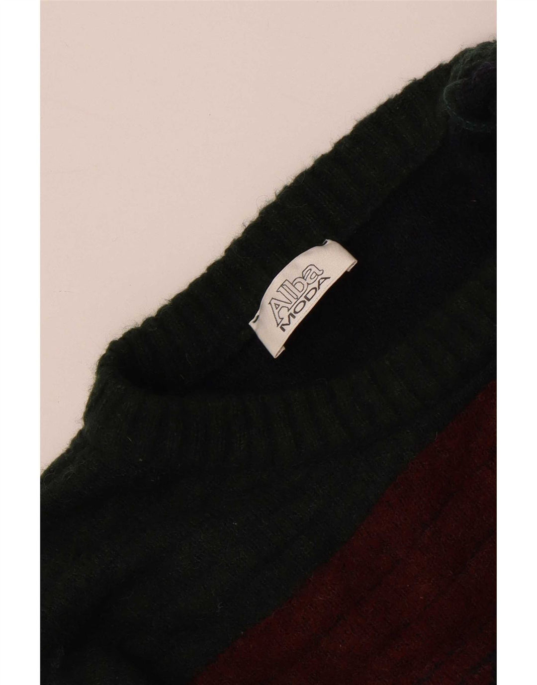 Alba Moda Pull à col rond pour homme Large Kaki Géométrique